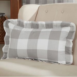 Cotton Farmhouse Check Grey White Accent Pillow Covers - Set of 2